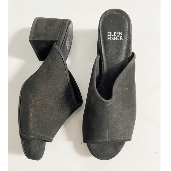 Eileen Fisher Fala Tumbled Leather Block Heel Mule size 7.5 - Picture 3 of 10